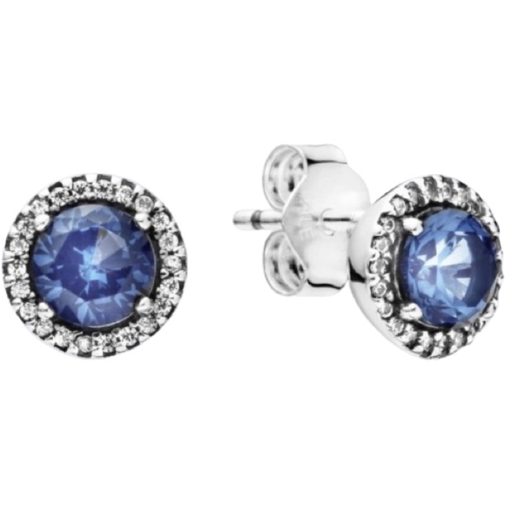 NEW PANDORA‎ BLUE ROUND SPARKLE EARRINGS